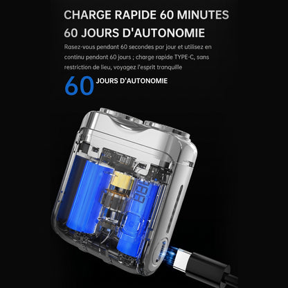 Mini rasoir électrique portable pour homme – Compact et rechargeable – Utilisation à sec ou humide, idéal pour les voyages ou le sac de sport – rasage rapide et en douceur