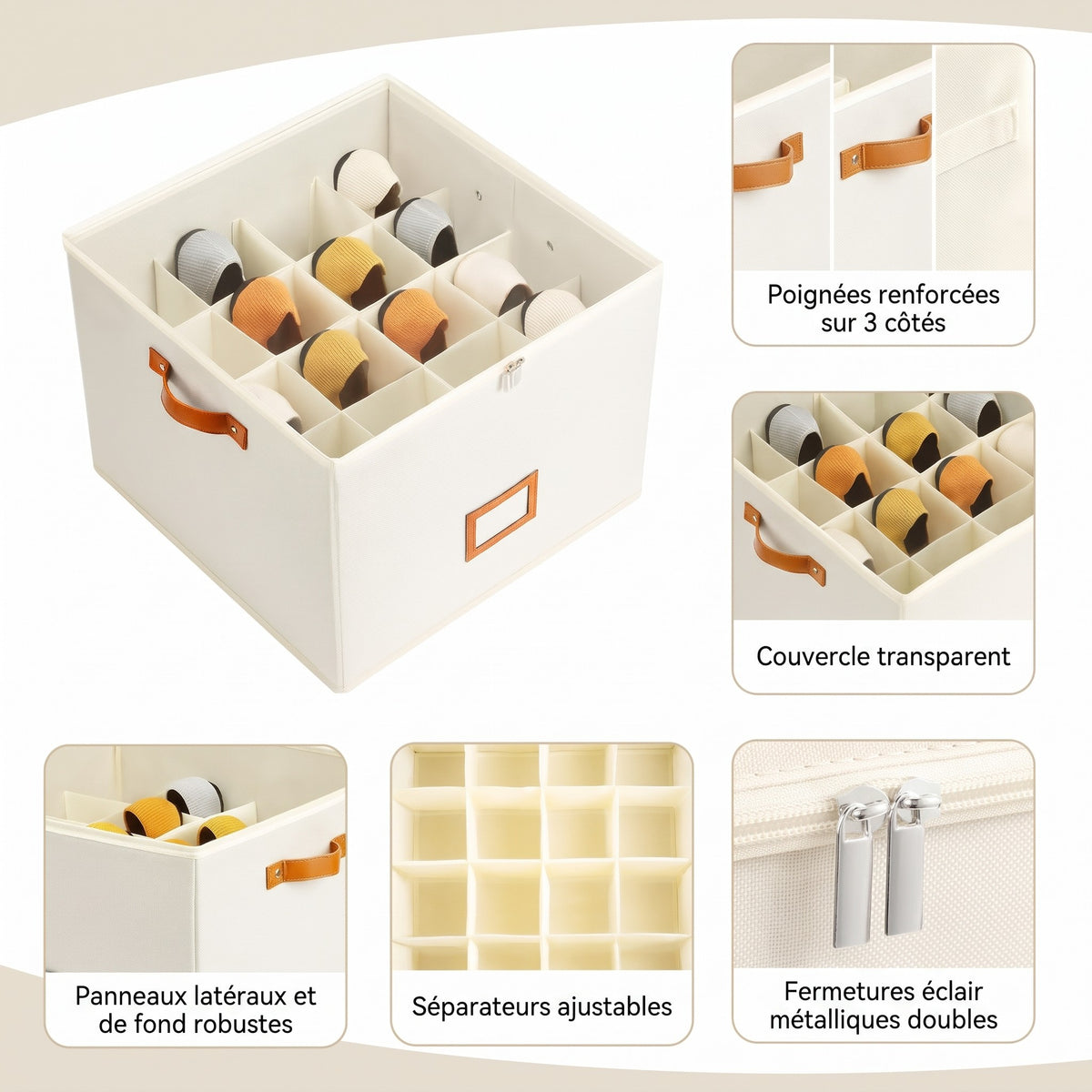 Boîte de rangement en tissu pour chaussures – Pliable, grande capacité, anti-poussière et respirante pour placard et chambre