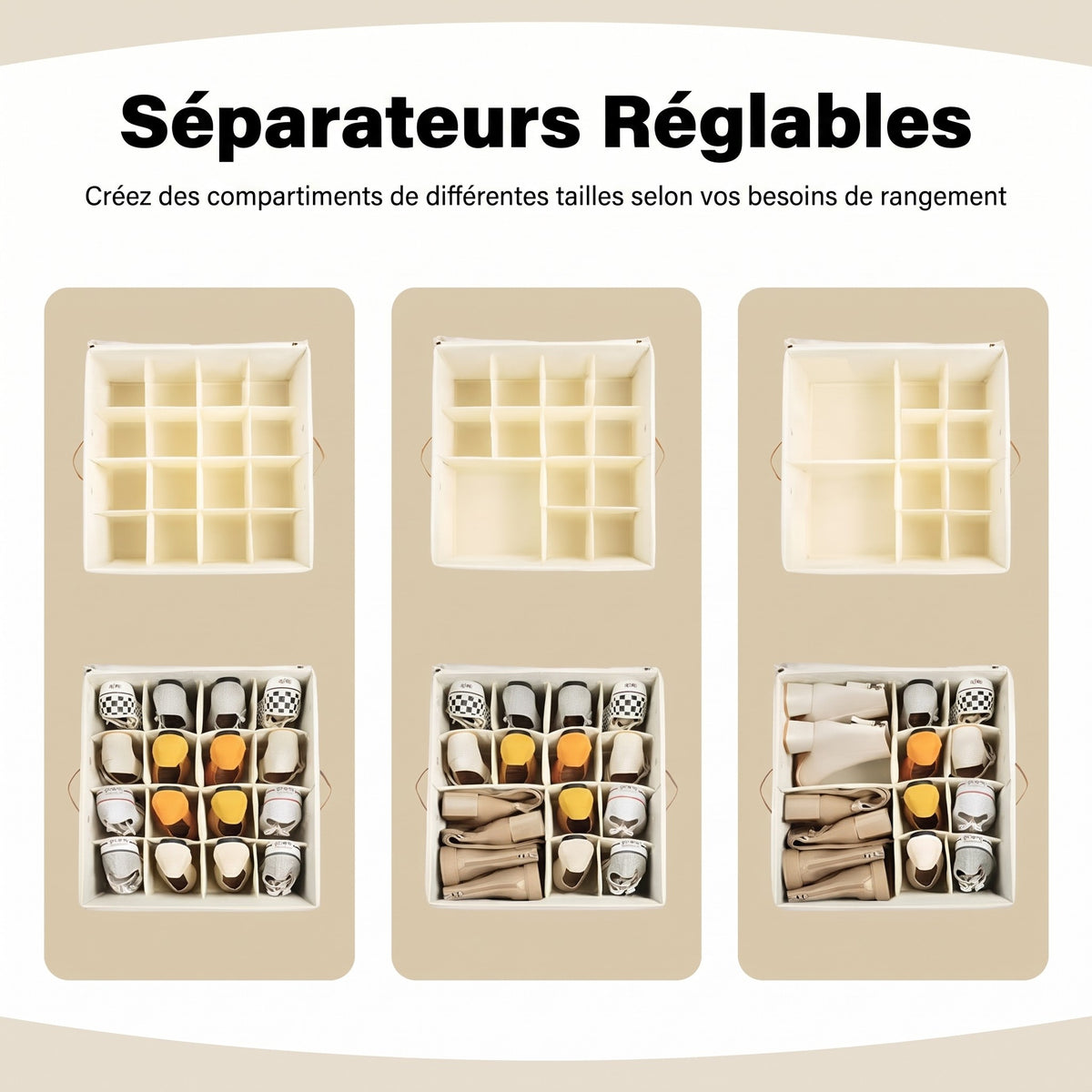 Boîte de rangement en tissu pour chaussures – Pliable, grande capacité, anti-poussière et respirante pour placard et chambre