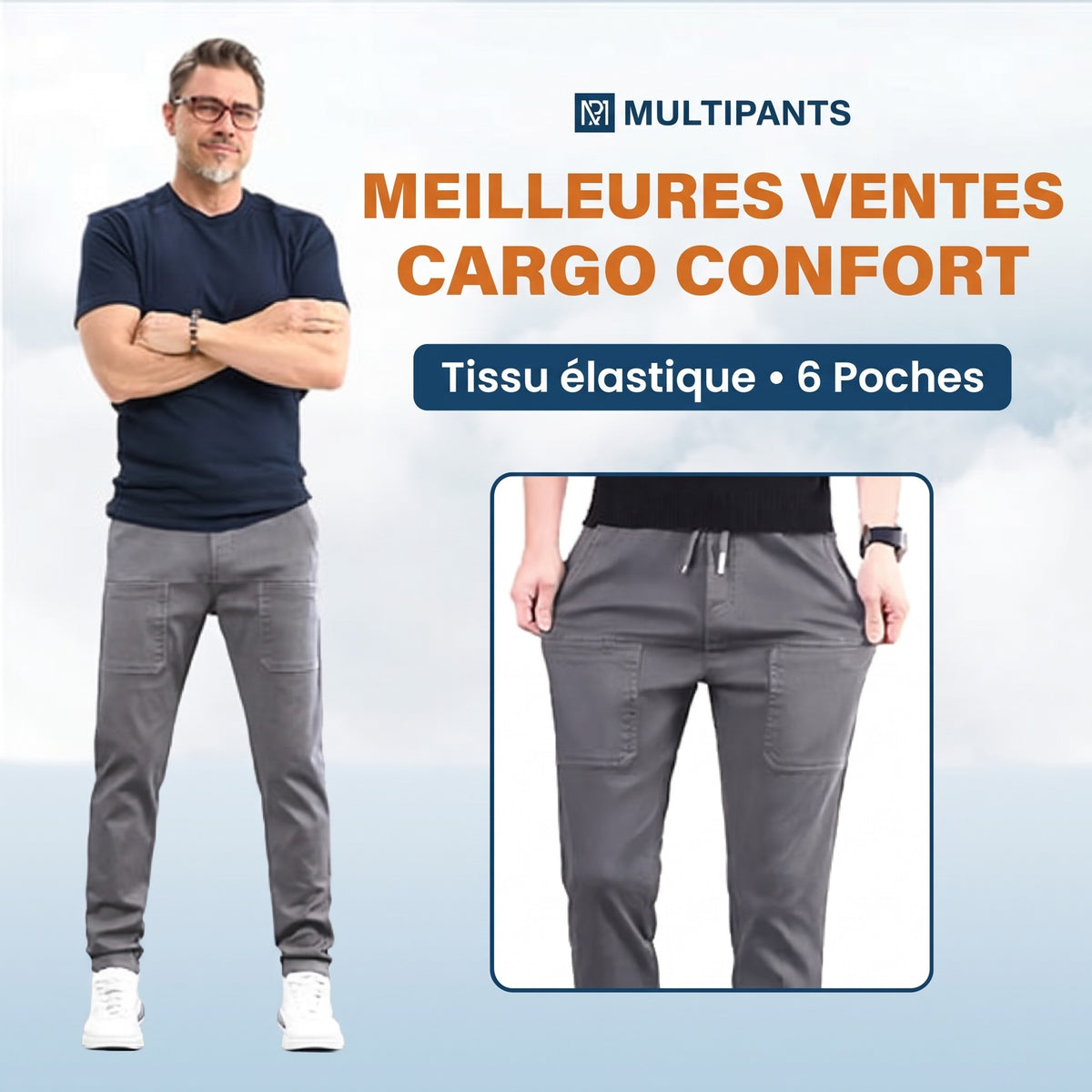 MultiPants – Pantalon cargo durable multi-poches très extensible