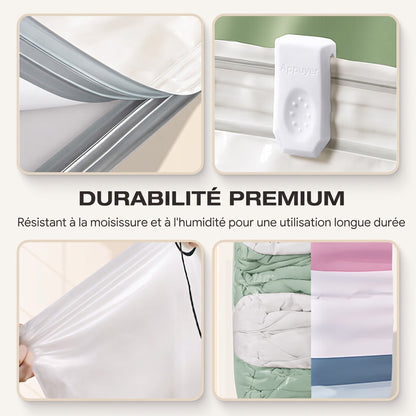 Grand Sac de Rangement Sous Vide Compressible – Sans Pompe, Étanche & Idéal Pour Gagner De La Place Dans Les Valises Et À La Maison