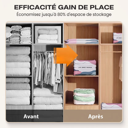 Grand Sac de Rangement Sous Vide Compressible – Sans Pompe, Étanche & Idéal Pour Gagner De La Place Dans Les Valises Et À La Maison