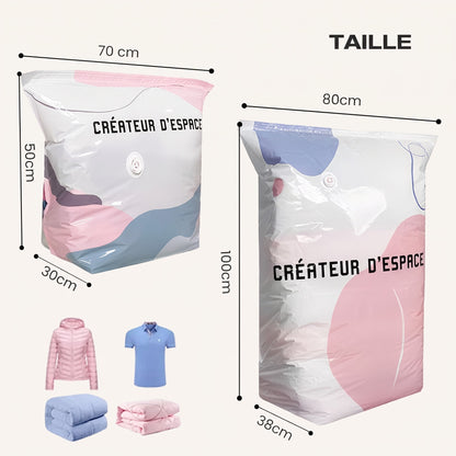 Grand Sac de Rangement Sous Vide Compressible – Sans Pompe, Étanche & Idéal Pour Gagner De La Place Dans Les Valises Et À La Maison