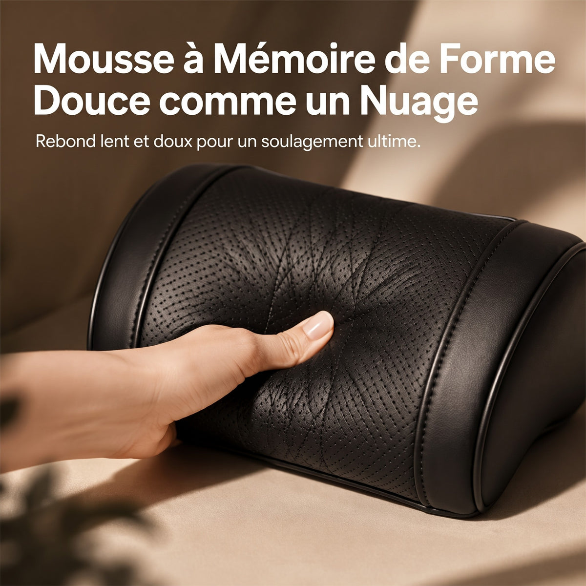 Oreiller de cou en mousse à mémoire de forme pour voiture – soutien profilé 3D, mousse à retour lent. Réduit la pression sur la nuque lors des longs trajets – conduisez confortablement