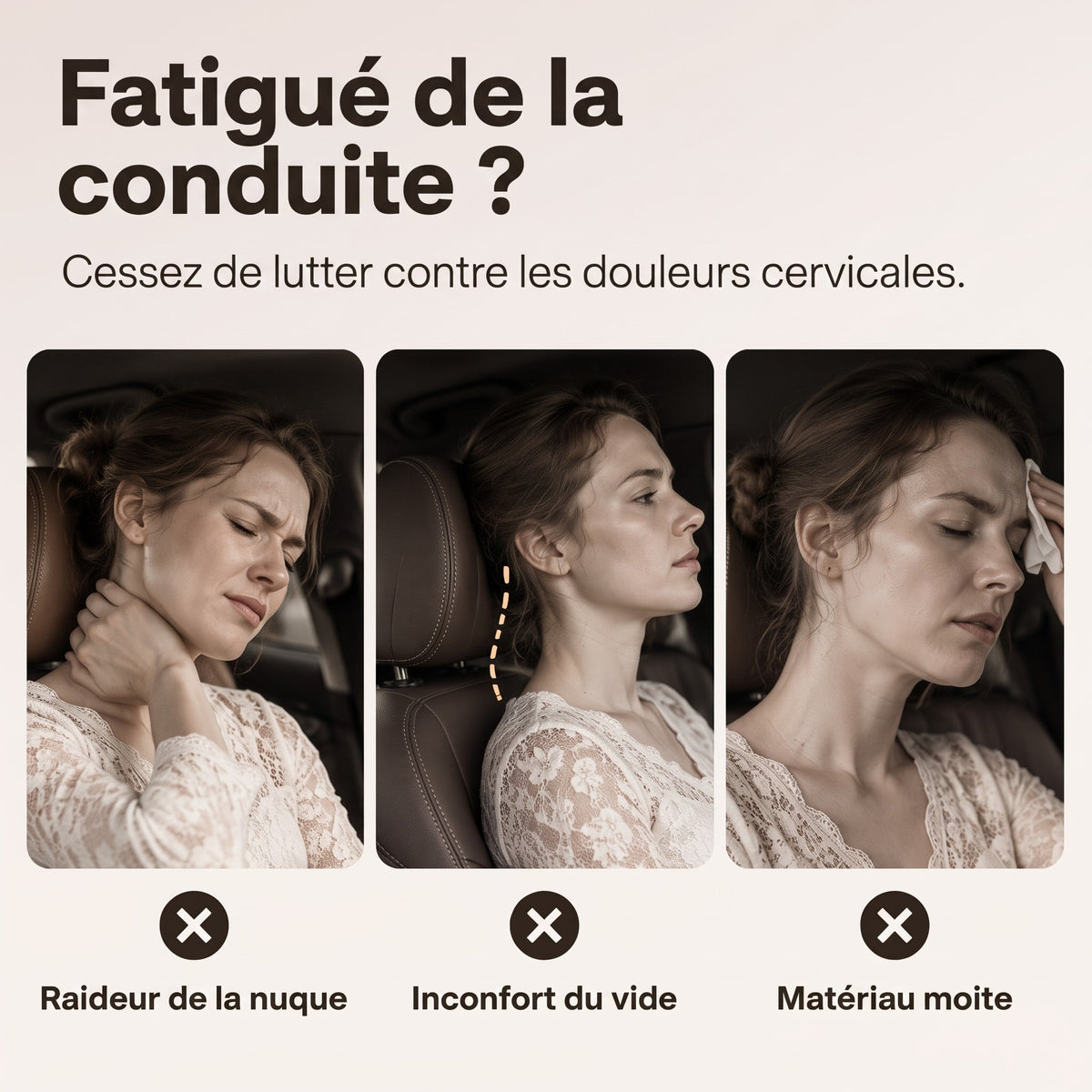 Oreiller de cou en mousse à mémoire de forme pour voiture – soutien profilé 3D, mousse à retour lent. Réduit la pression sur la nuque lors des longs trajets – conduisez confortablement
