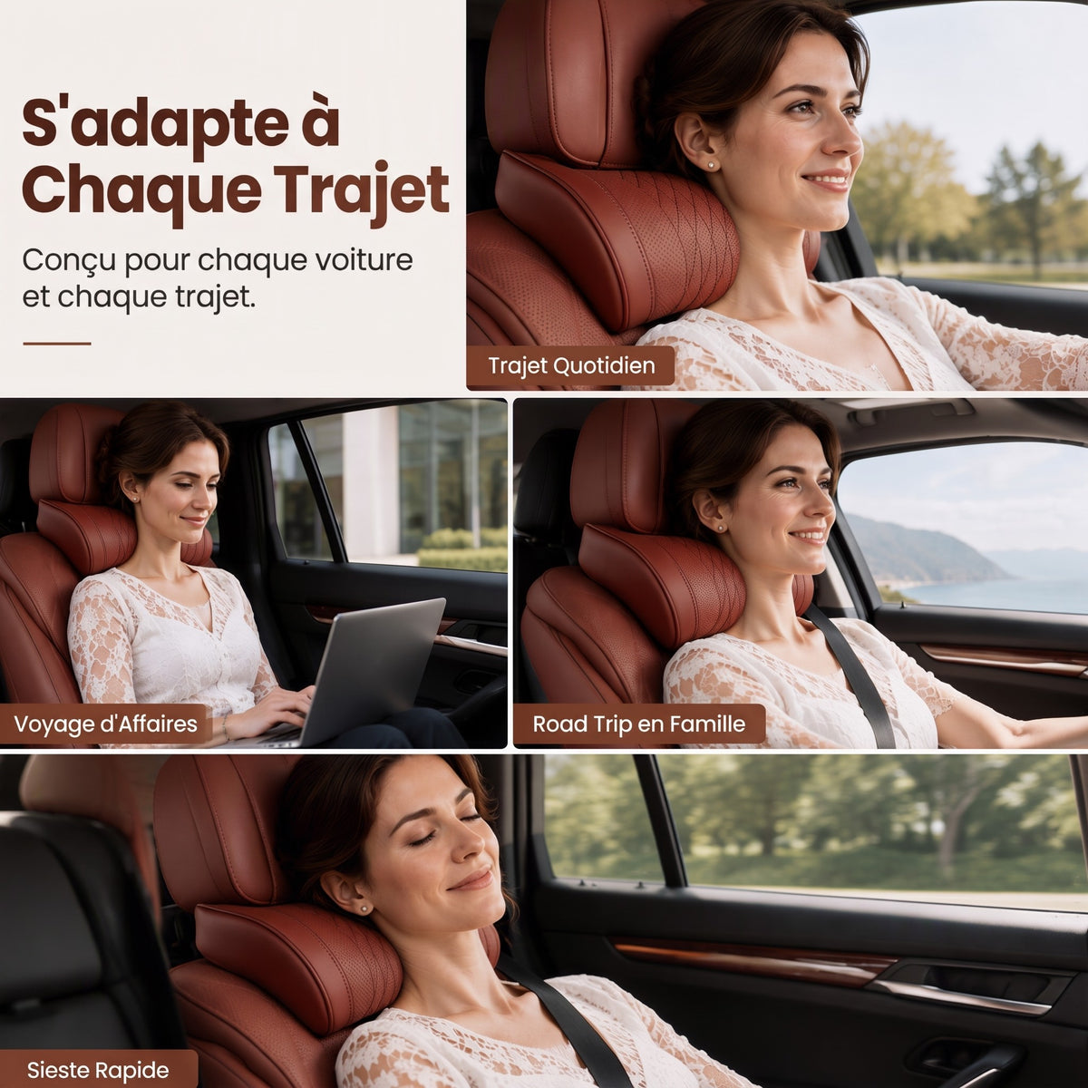 Oreiller de cou en mousse à mémoire de forme pour voiture – soutien profilé 3D, mousse à retour lent. Réduit la pression sur la nuque lors des longs trajets – conduisez confortablement