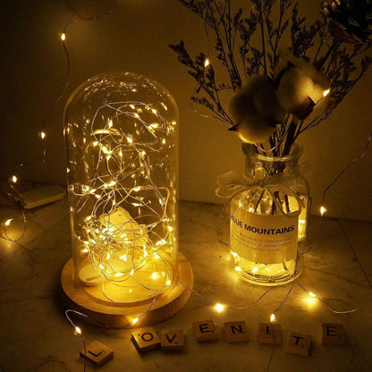 String Lights Fairy with Flexible Copper Wire Micro LED Beads Battery Powered Outdoor Christmas