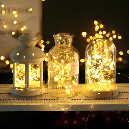 String Lights Fairy with Flexible Copper Wire Micro LED Beads Battery Powered Outdoor Christmas