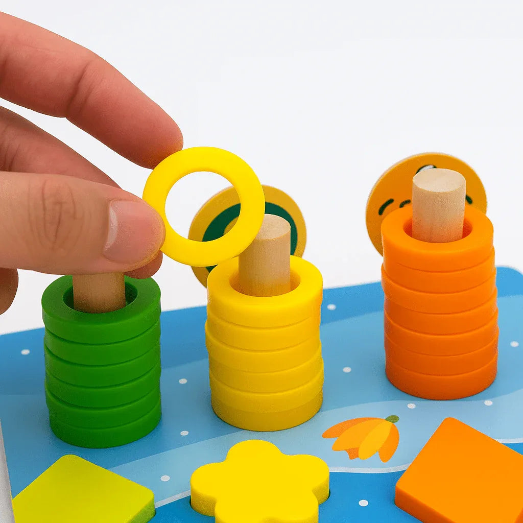 Tableau d'Activités en Bois pour Tout - Petits – Planche Montessori pour la Motricité Fine - Rondor