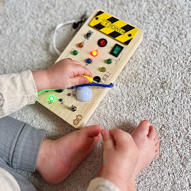 Tableau d'Activités Lumineux LED pour Tout - Petits – Jouet Sensoriel en Bois pour le Développement - Rondor