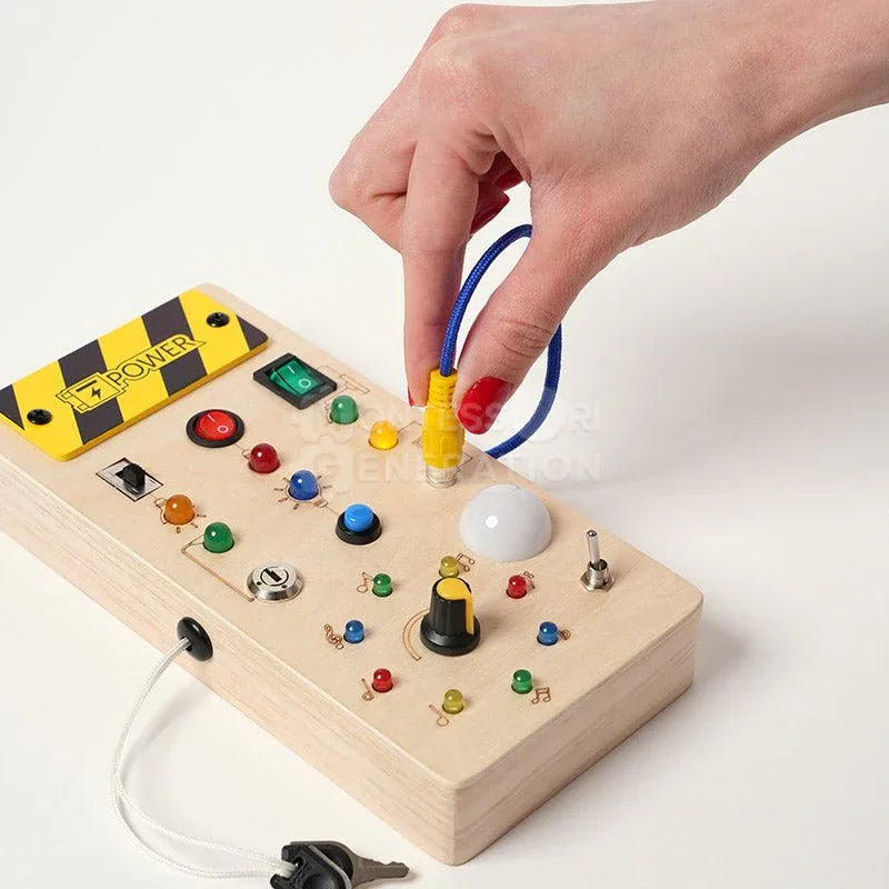 Tableau d'Activités Lumineux LED pour Tout - Petits – Jouet Sensoriel en Bois pour le Développement - Rondor