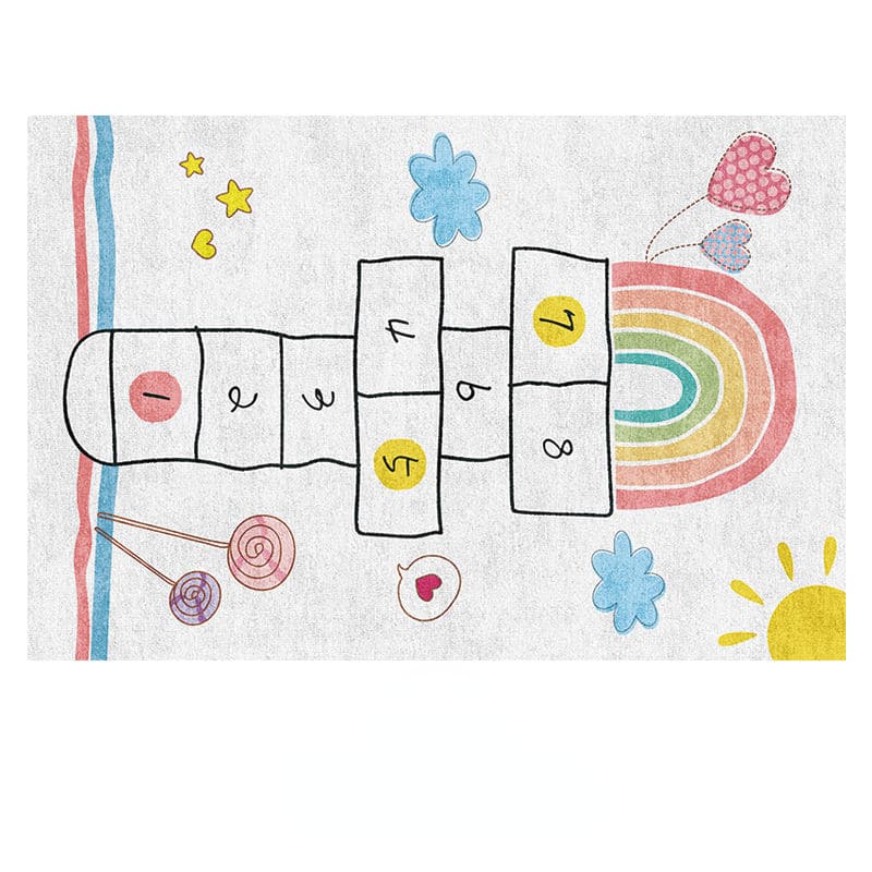 Tapis marelle coloré à motif arc - en - ciel pour enfants - Rondor