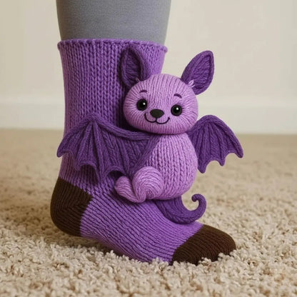 Chaussettes d'intérieur douillettes à motif animal, taille unique