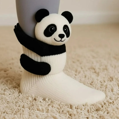 Chaussettes d'intérieur douillettes à motif animal, taille unique