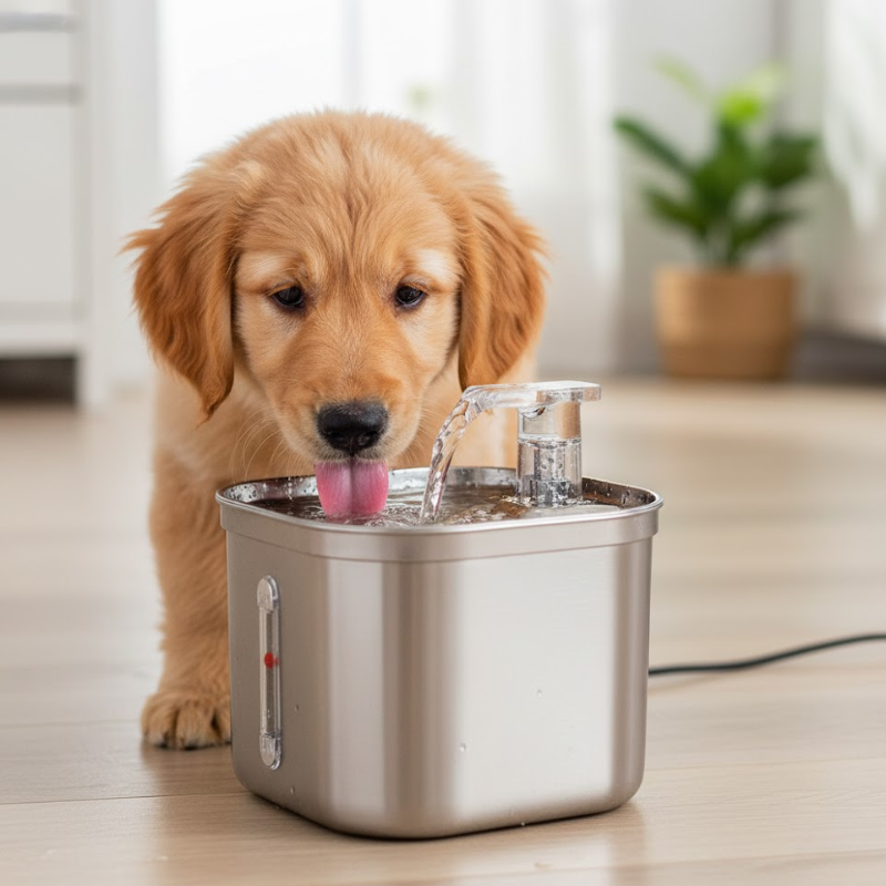 Fontaine À Eau En Acier Inoxydable Pour Chat Avec Filtration À 5 Niveaux