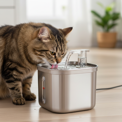 Fontaine À Eau En Acier Inoxydable Pour Chat Avec Filtration À 5 Niveaux