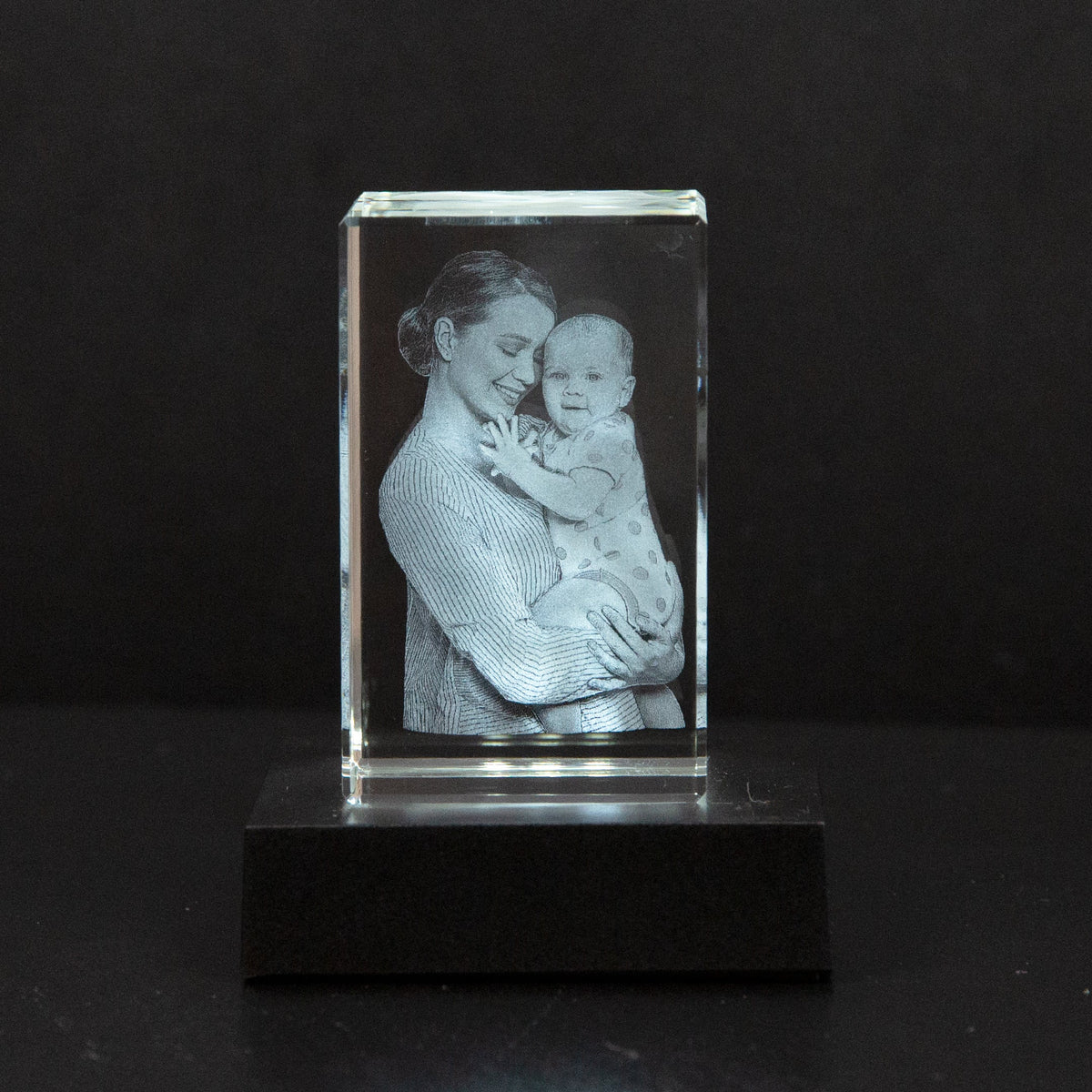 Bloc de verre personnalisé avec votre photo gravée en 2D ou 3D