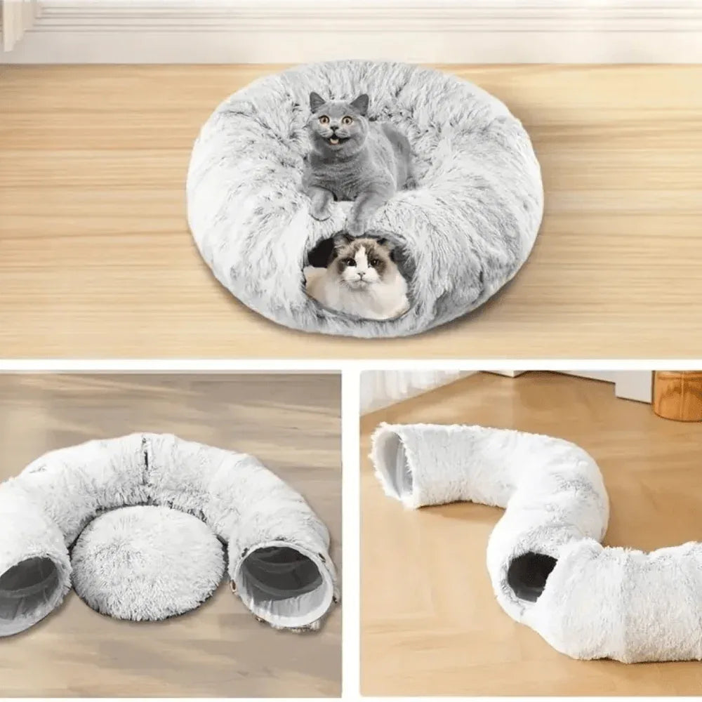 Tunnel pliable en peluche chaud pour chats et petits animaux - Rondor