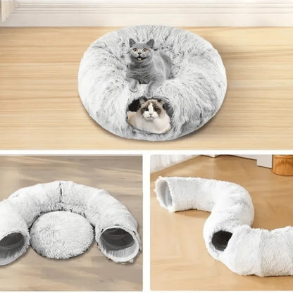 Tunnel pliable en peluche chaud pour chats et petits animaux - Rondor