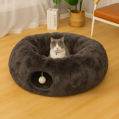Tunnel pliable en peluche chaud pour chats et petits animaux - Rondor