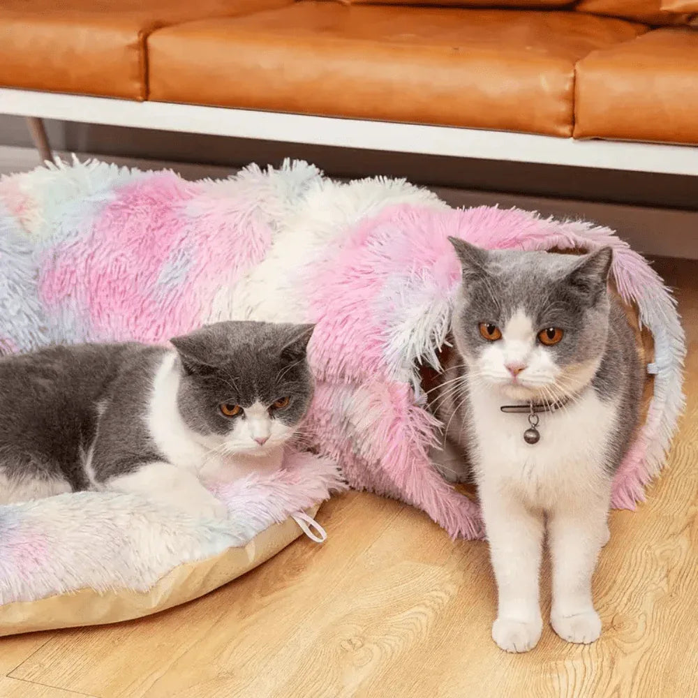 Tunnel pliable en peluche chaud pour chats et petits animaux - Rondor