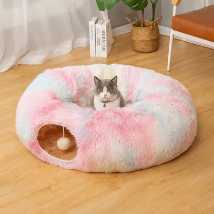 Tunnel pliable en peluche chaud pour chats et petits animaux - Rondor