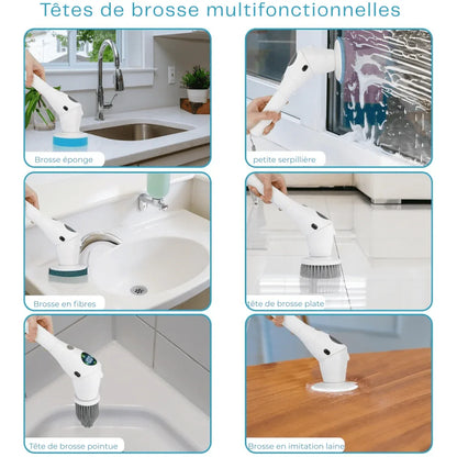 TurboClean 360 - Brosse de Nettoyage Électrique Sans Fil Haute Puissance - Rondor