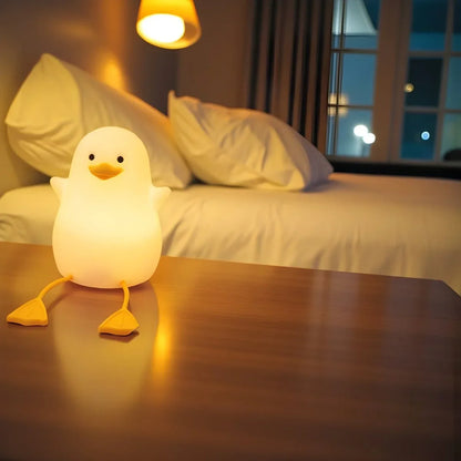 Veilleuse Canard Assis LED Rechargeable – Lampe Enfant Tactile en Silicone - Rondor