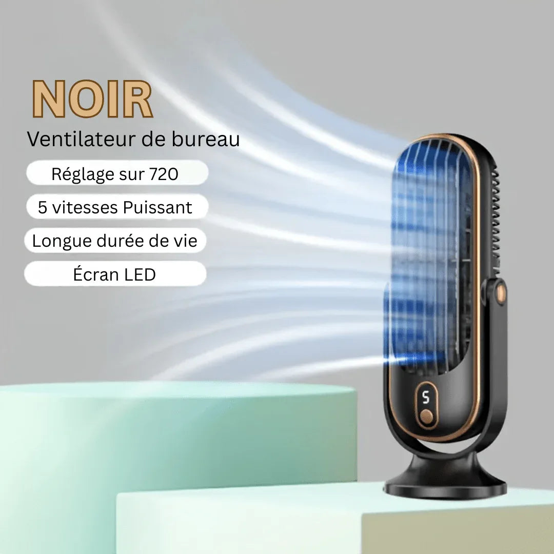 Ventilateur de Refroidissement AeroLux Elite | Double Moteur, Rotation à 720°, Rechargeable par USB & Ultra Silencieux pour un Confort Ultime Partout - Rondor