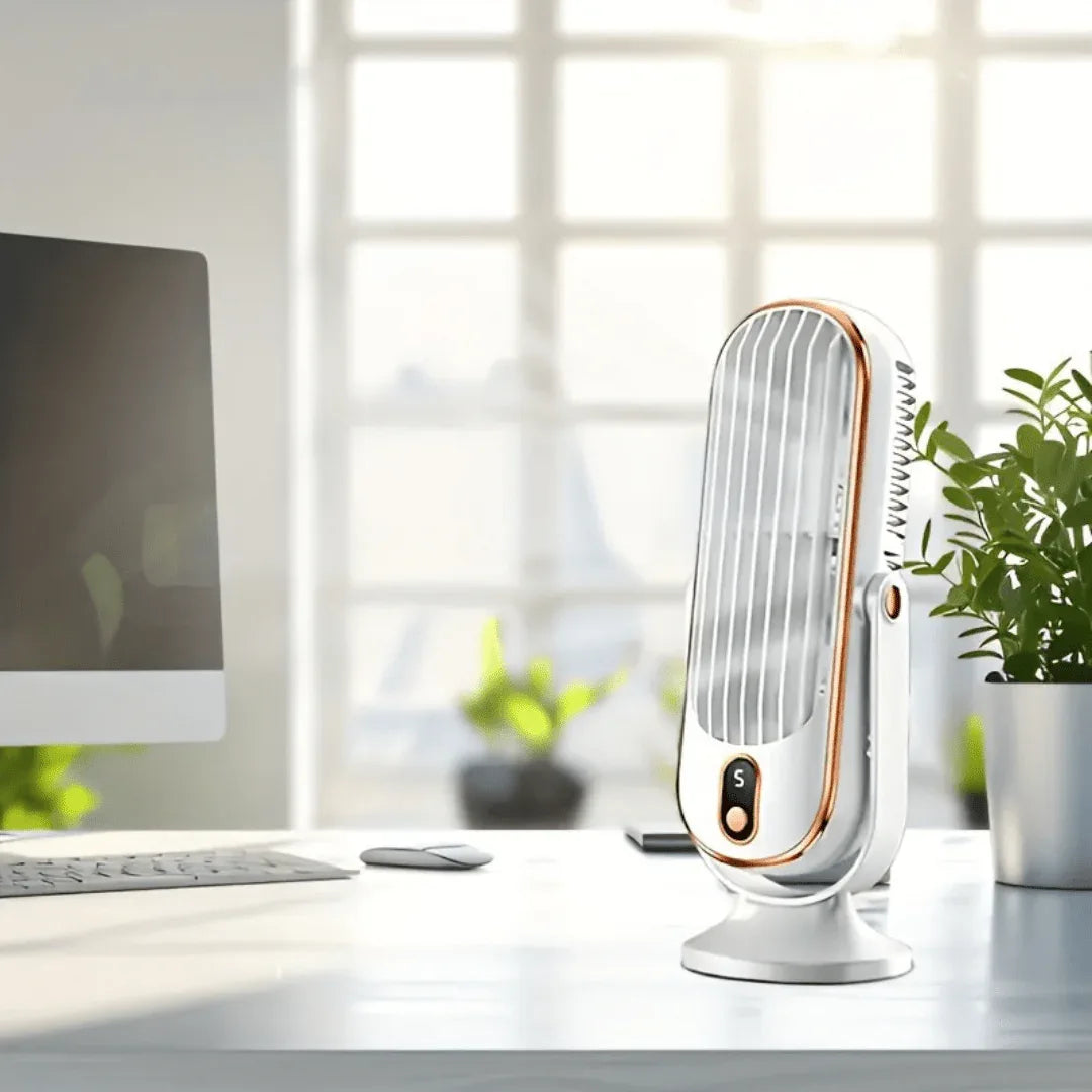 Ventilateur de Refroidissement AeroLux Elite | Double Moteur, Rotation à 720°, Rechargeable par USB & Ultra Silencieux pour un Confort Ultime Partout - Rondor