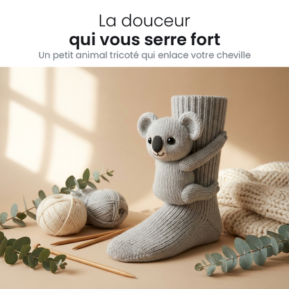 Chaussettes d'intérieur douillettes à motif animal, taille unique
