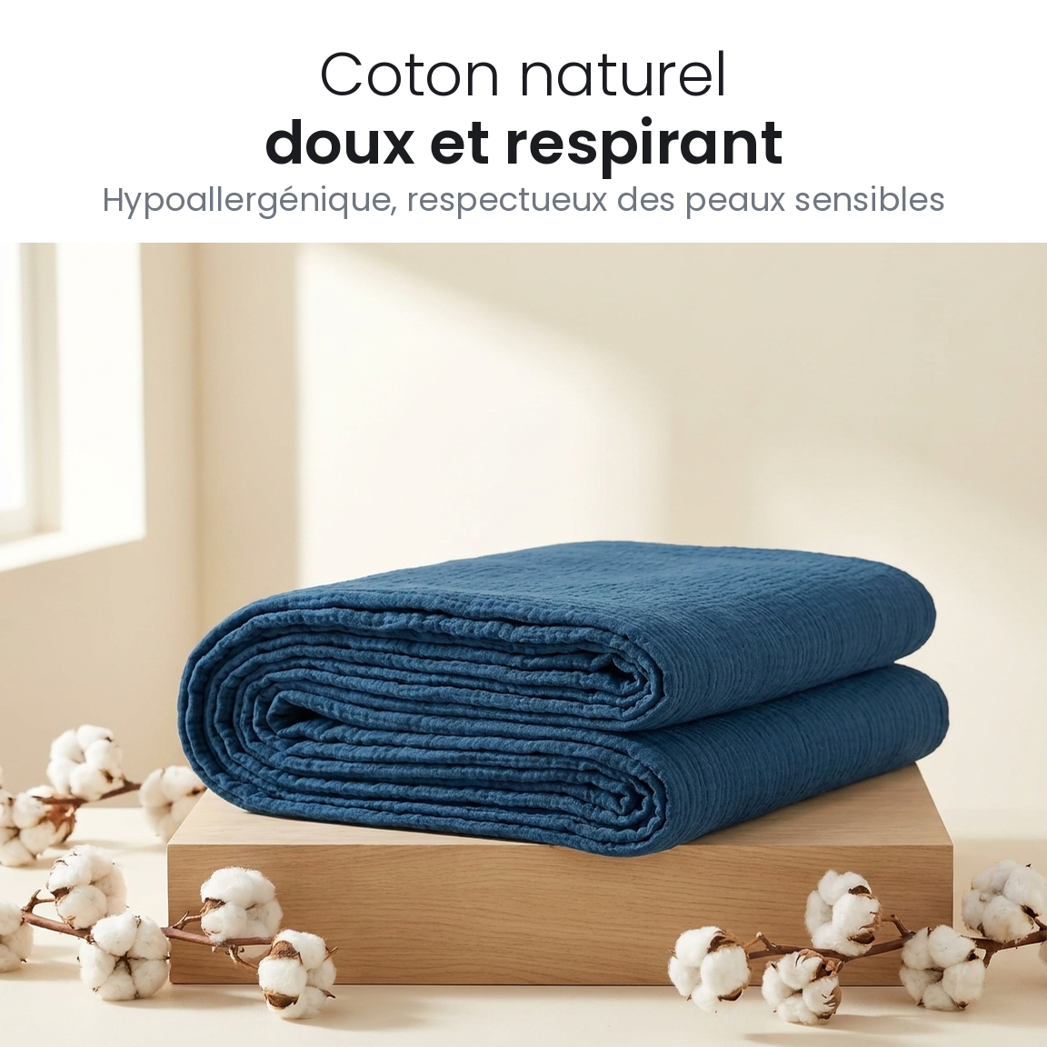 Plaid en mousseline de coton, doux et respirant, trois tailles